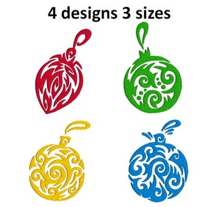 Machineborduurontwerp kerstornament: 4 ontwerpen (past op 3", 4", 5" hoepels)