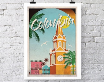 Vintage Travel Print: Colombia Wall Art poster
