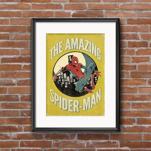 Spider-man vintage comic book cover Print Wall Art poster