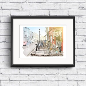London Travel Print, Notting Hill Portobello Road Markets: Wall Art poster
