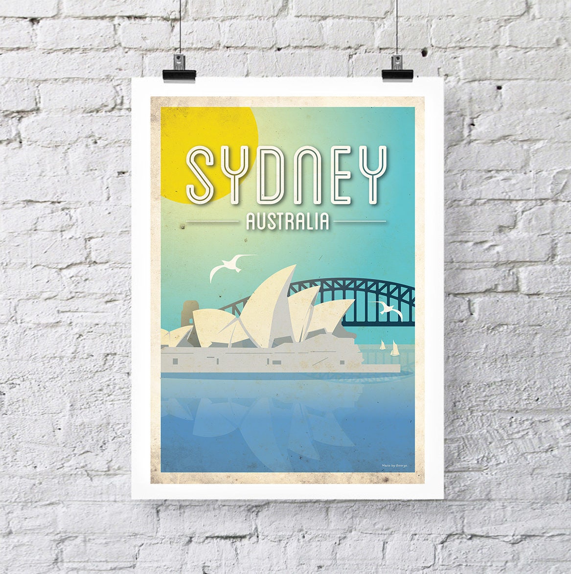 Vintage Travel Print: Sydney Australia Wall Art poster