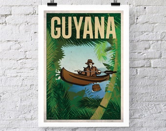 Vintage Travel Print: Guyana Wall Art poster