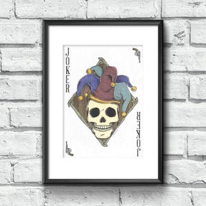 Joker playing card Skull art print Print Wall art poster poker