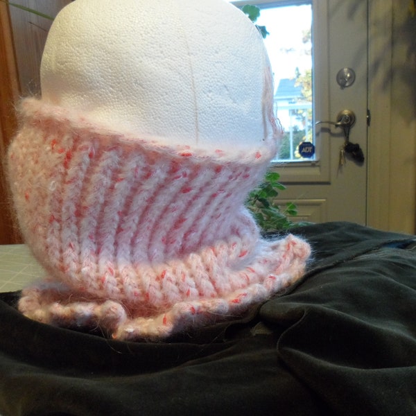 Tour de cou mère et fille en tricot rose doux très fin avec du fil acrylique en coton mohair