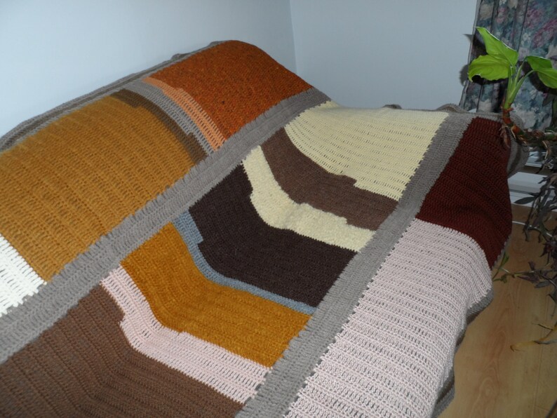 textured woollen crochet sofa cover blanket image 2