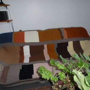 textured woollen crochet sofa cover blanket image 1
