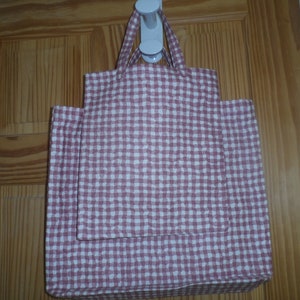 small and medium size  pink and white patterned canvas bags