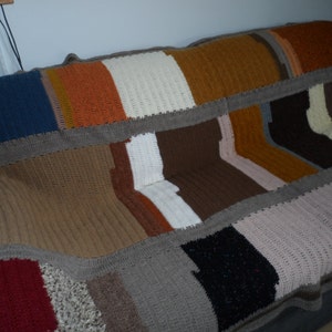 textured woollen crochet sofa cover blanket image 3