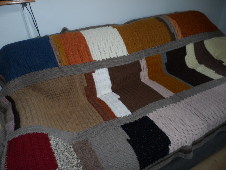 textured woollen crochet sofa cover blanket image 3