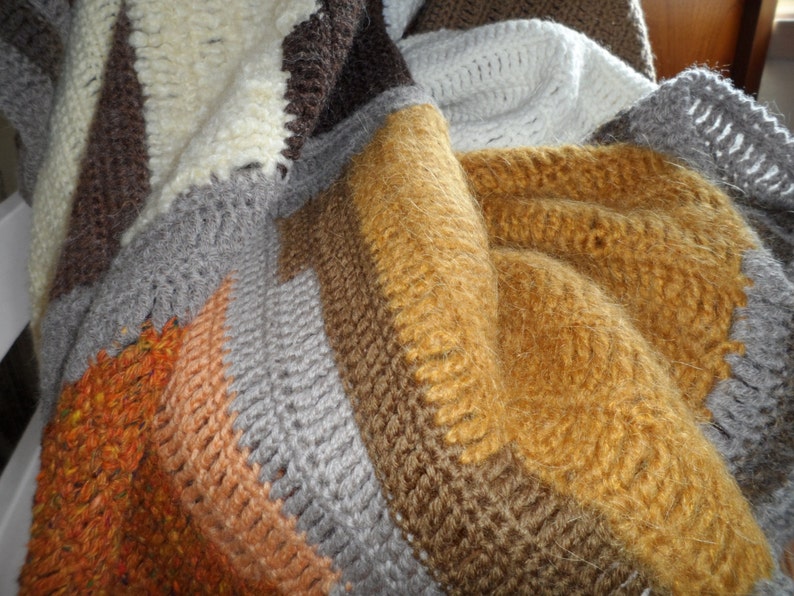 textured woollen crochet sofa cover blanket image 4