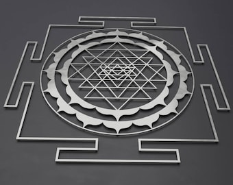 Sri Yantra Lotus Mandala Outdoor Metal Wall Art Sculpture, Large Metal Wall Decor, Sacred Geometry, Sri Chakra, Yoga