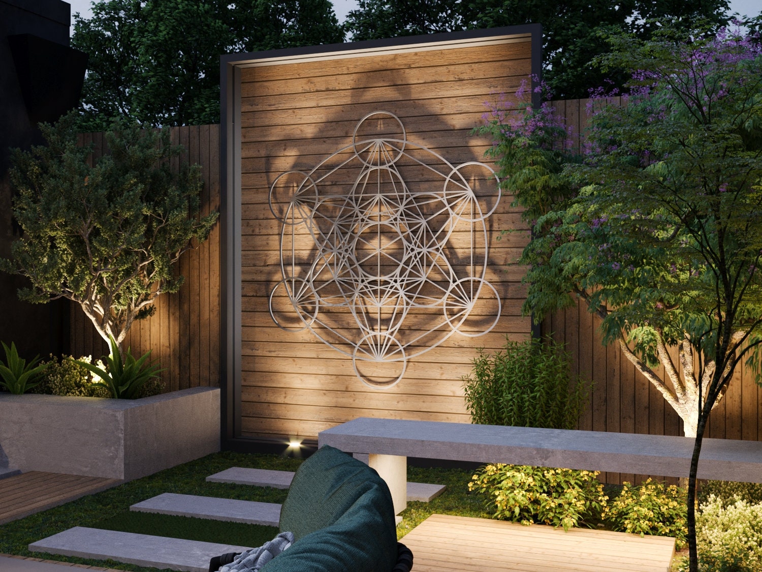 Metatron Cube Outdoor Metal Wall Art Large Outdoor Sculpture Sacred 