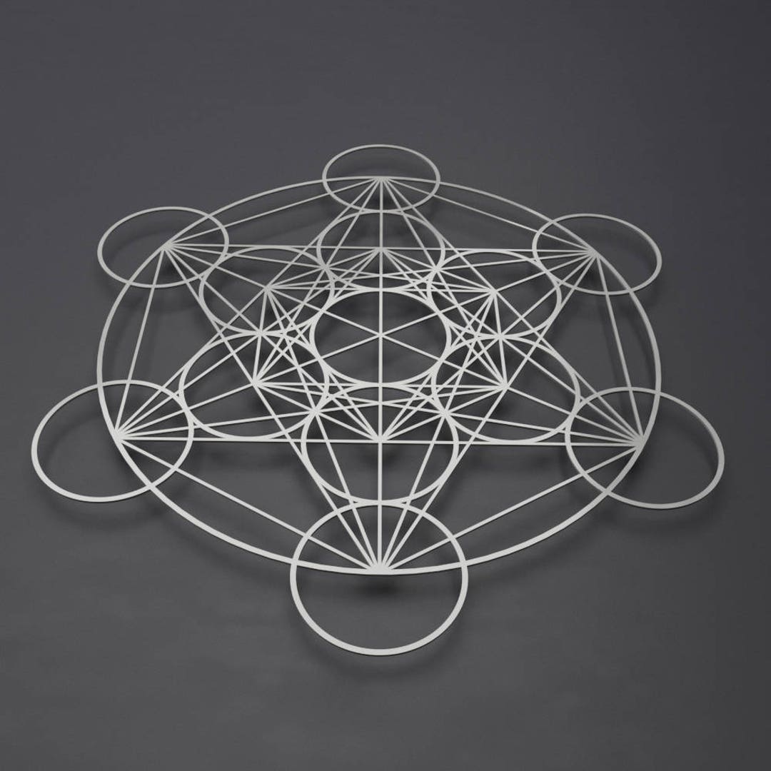 Encircled Metatron Cube 3D Metal Wall Art, Sacred Geometry Wall Art ...