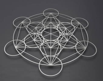 Encircled Metatron's Cube Large Metal Wall Art, Sacred Geometry Wall Art, Modern Wall Sculpture, Silver Metal Wall Art, Modern Home Decor