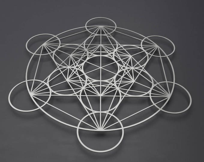 Featured listing image: Encircled Metatron's Cube Large Metal Wall Art, Sacred Geometry Wall Art, Modern Wall Sculpture, Silver Metal Wall Art, Modern Home Decor