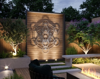 Metatron Cube Outdoor Metal Wall Art, Large Outdoor Sculpture, Sacred Geometry Decor, Stainless Steel, Modern Outdoor Wall Art, Garden Art