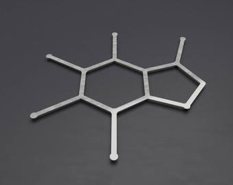 Caffeine Molecule Large Metal Wall Art, Science Wall Decor, Modern Metal Wall Sculpture, Silver Art, Nerdy Decor, Gifts for Coffee Lovers