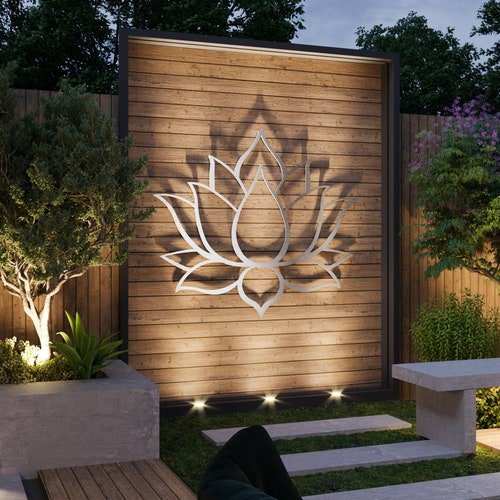 Lotus Flower Large Outdoor Metal Wall Art Garden Sculpture Lotus Flower Large Outdoor Metal Wall, Modern Metal Garden Statues Taiwan