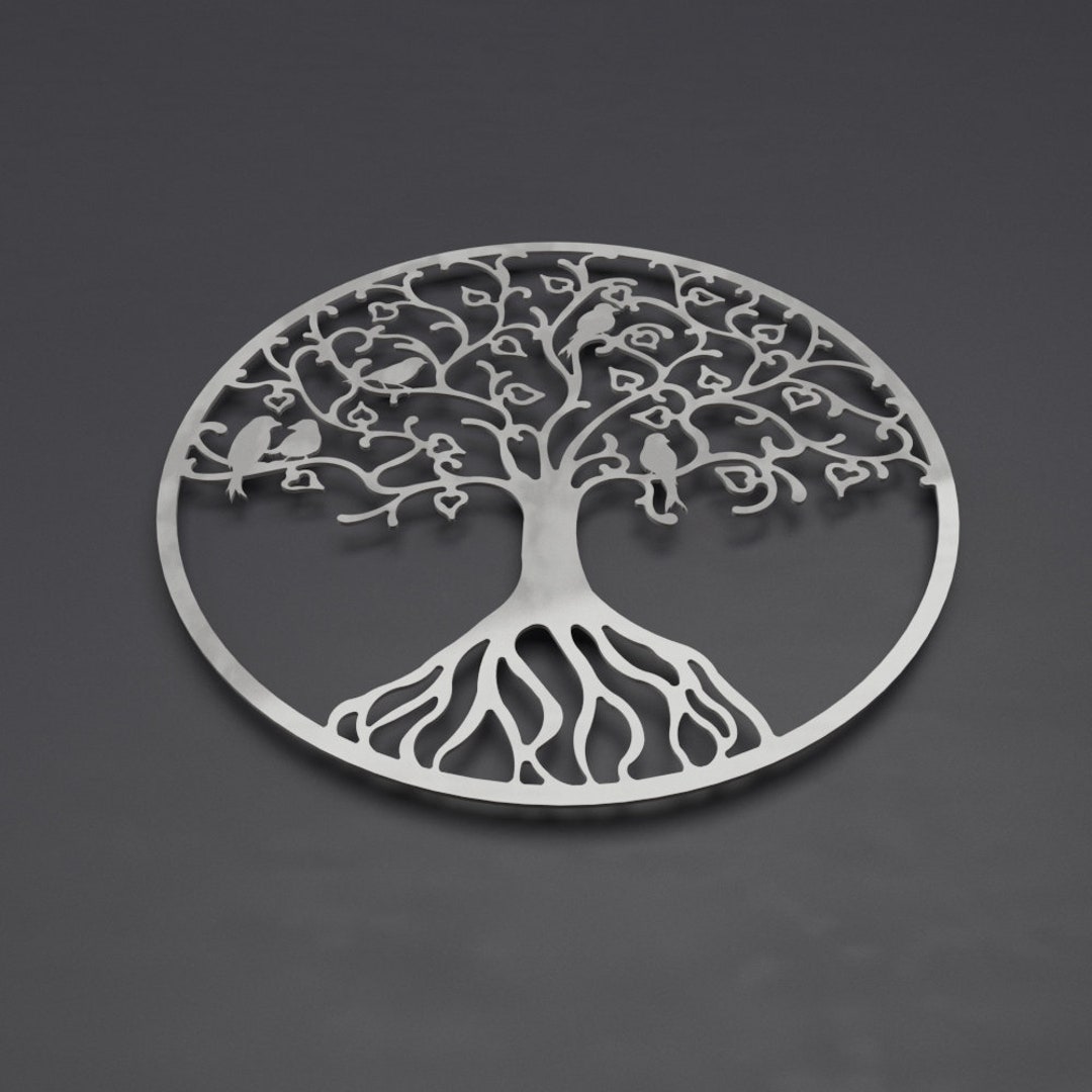Tree of Life W/ Birds Large Metal Wall Art, Metal Tree Wall Art, Circle