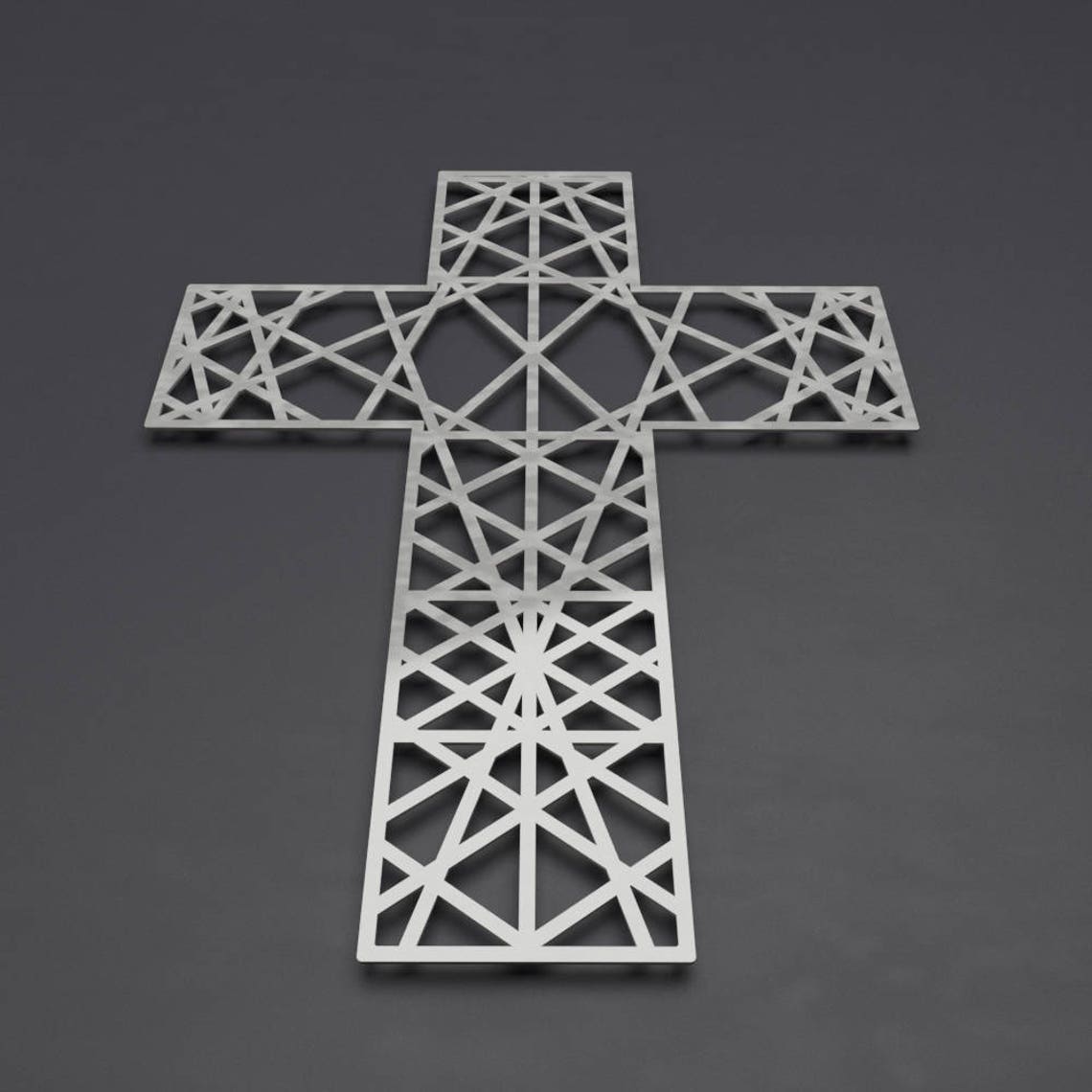 Modern Metal Wall Cross Sculpture Large Wall Cross Christian Etsy UK