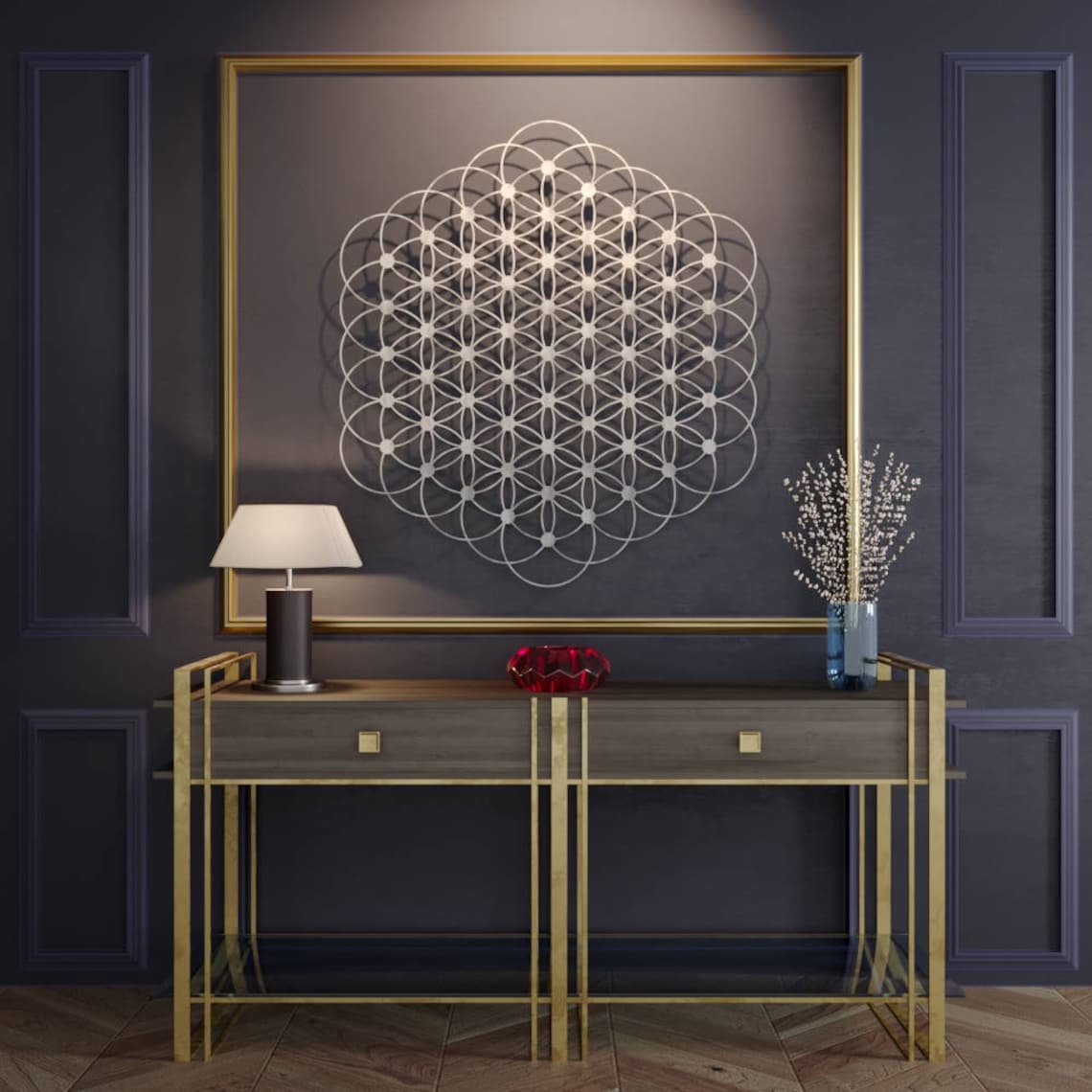 Flower of Life Metal Wall Art Sacred Geometry Metal Wall Etsy