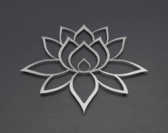 Lotus Flower Metal Wall Art, Lotus Metal Art, Lotus Flower Wall Art Home Decor, Large Metal Wall Art, Brushed, Lotus of Enlightenment I