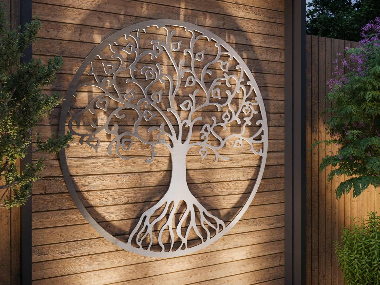 Tree of Life Outdoor Metal Wall Art, Large Metal Tree Wall