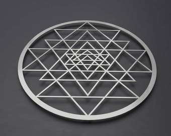 Modern Sri Yantra Metal Wall Art Sculpture, Circle Wall Art, Mandala Wall Decor, Sacred Geometry Wall Art, Large Metal Wall Art, Sri Chakra