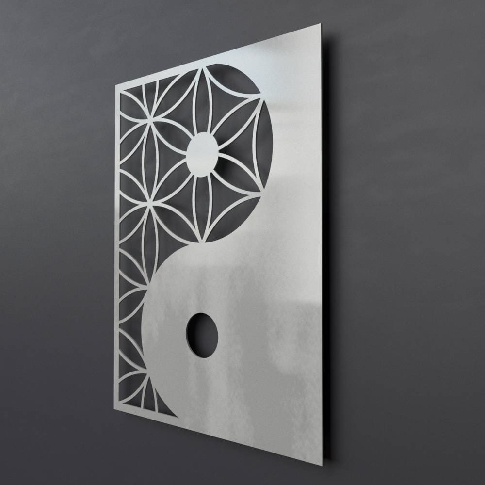 Yin Yang Metal Wall Art Sculpture, Zen Wall Decor, Modern Metal Wall Art,  Large Metal Wall Art, Narrow Wall Art, Sacred Geometry, Rectangle