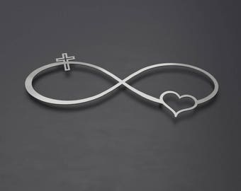 Infinity Symbol Metal Wall Art, Metal Wall Cross, Heart, Infinity Wall Decor, Christian Wall Art, Christian Wall Decor, Metal Wall Sculpture