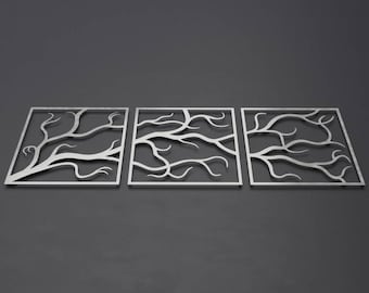 Tree Branches No. 1 - Large Outdoor Stainless Steel Metal Wall Art - Modern Multi Panel Metal Wall Art By Arte & Metal