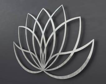 Modern Lotus Flower Metal Wall Art Sculpture, Lotus Flower Art, Silver Wall Art, Large Metal Wall Art, Modern Home Decor, Yoga Wall Art