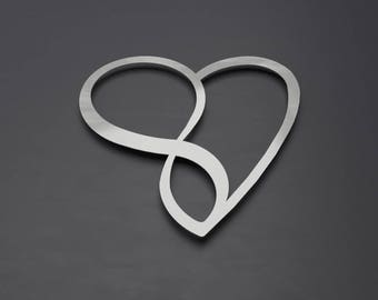 Infinity Heart Metal Wall Art, Heart Wall Decor, Modern Contemporary Sculpture, Silver Wall Art, Large Wall Art, Unique Home Decor