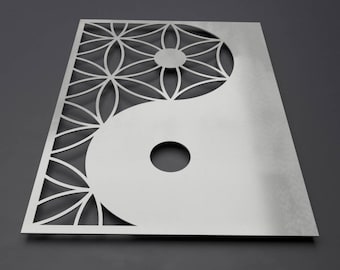 Yin Yang Metal Wall Art Sculpture, Zen Wall Decor, Modern Metal Wall Art, Large Metal Wall Art, Narrow Wall Art, Sacred Geometry, Rectangle