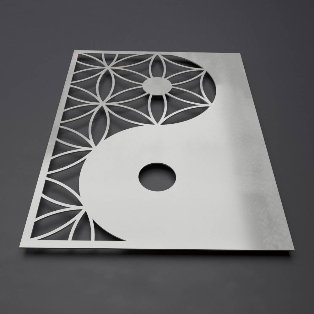 Yin Yang Metal Wall Art Sculpture, Zen Wall Decor, Modern Metal Wall Art,  Large Metal Wall Art, Narrow Wall Art, Sacred Geometry, Rectangle