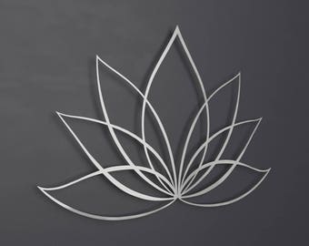 Silver Lotus Flower Metal Wall Art, Lotus Metal Art, Lotus Flower Wall Art Home Decor, Large Metal Wall Art, Yoga Metal Art, Brushed Metal