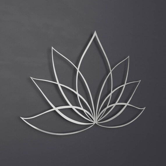 Silver Lotus Flower Metal Wall Art