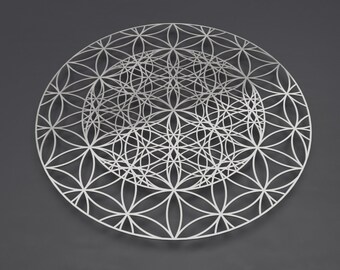 Flower of Life Sacred Geometry Metal Wall Art, Large Wall Sculpture, Flower of Life Art, Metal Flower of Life, Silver Wall Decor, 36" x 36"