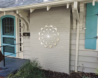 Outdoor Large Metal Wall Art - Lotus Mandala III - Extra Large Wall Sculpture by Arte & Metal - Stainless Steel - 46" x 46"