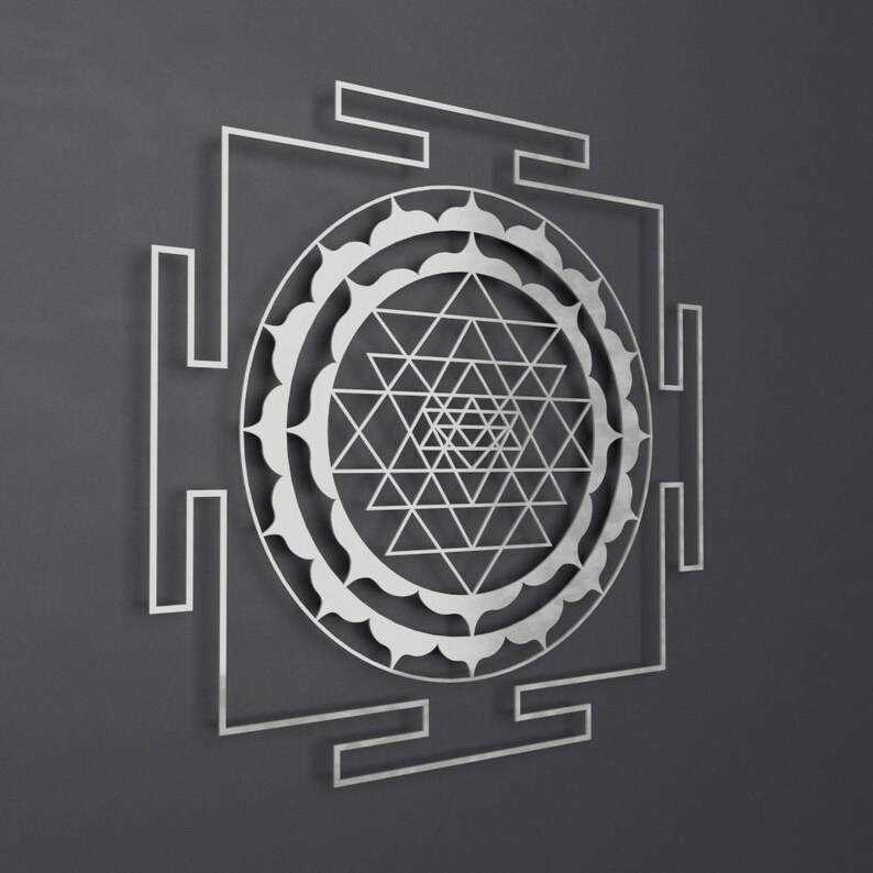 Sri Yantra Lotus Mandala Metal Wall Art Sculpture with | Etsy
