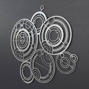 Dr Who Gallifreyan Large Metal Wall Art, Science Wall Art, Modern Metal Wall Sculpture, Silver Metal Wall Decor, Nerdy Wall Art, 36" x 32"