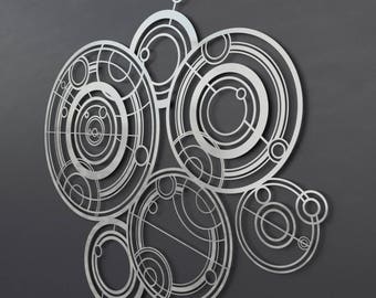 Dr Who Gallifreyan Large Metal Wall Art, Science Wall Art, Modern Metal Wall Sculpture, Silver Metal Wall Decor, Nerdy Wall Art, 36" x 32"