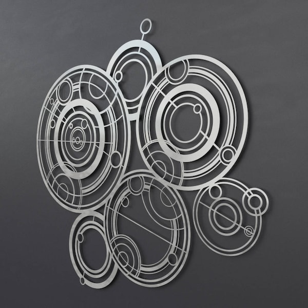 Dr Who Gallifreyan Large Metal Wall Art, Science Wall Art, Modern Metal Wall Sculpture, Silver Metal Wall Decor, Nerdy Wall Art, 36" x 32"