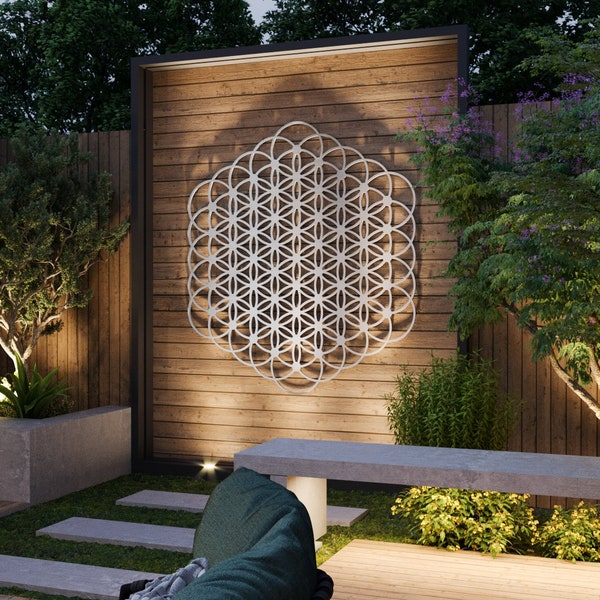 Flower of Life Outdoor Metal Wall Art Sculpture, Sacred Geometry Wall Art, Extra Large Metal Wall Art, Modern Outdoor Decor, By Arte & Metal