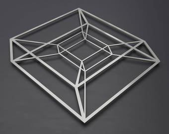 Tesseract Hybercube Metal Wall Art Sculpture, Science Wall Art, Modern Metal Wall Decor, Silver Metal Wall Art, Nerdy Art, Loft Wall Decor