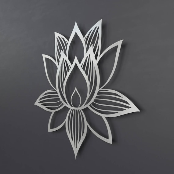 various finishes and sizes handmade in USA flower design wall sign gift for home Metal Lotus Flower steel wall hanging art decor blooming flower decal