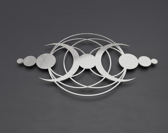 Crop Circle Modern Abstract Metal Wall Art Sculpture, Large Metal Wall Decor, Silver 3D Wall Art, Moon II by Arte & Metal 36" x 20"