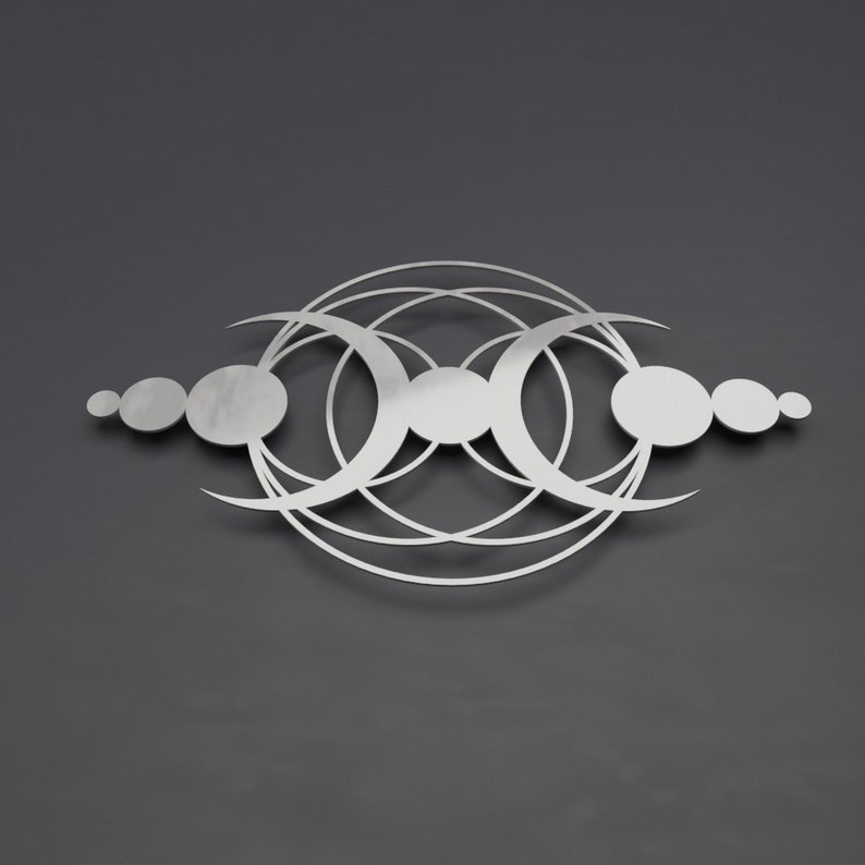 Crop Circle Modern Abstract Metal Wall Art Sculpture Large Decor Silver 3d Moon Ii By Arte 36 X 20 - Circle Metal Wall Art Crop Circle Modern Abstract Metal Wall Art Sculpture Large Decor Silver 3d Moon Ii By Arte 36 X 20 - Circle Metal Wall Art