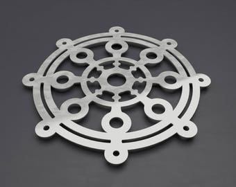 Modern Dharma Wheel Metal Wall Art Sculpture,  Buddhist Decor, Meditation Art, Sacred Wall Art,  Large Metal Wall Art, Minimalist, Spiritual