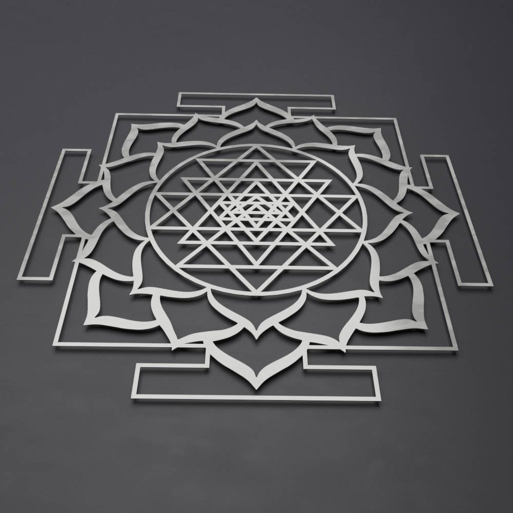 Sri Yantra Metal Wall Art, Lotus Flower Mandala, Modern ...